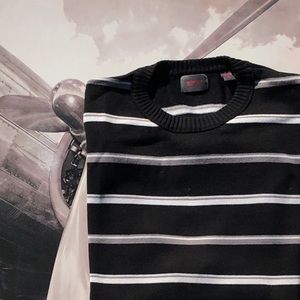 Esprit Striped Black/Gray Pullover Sweater